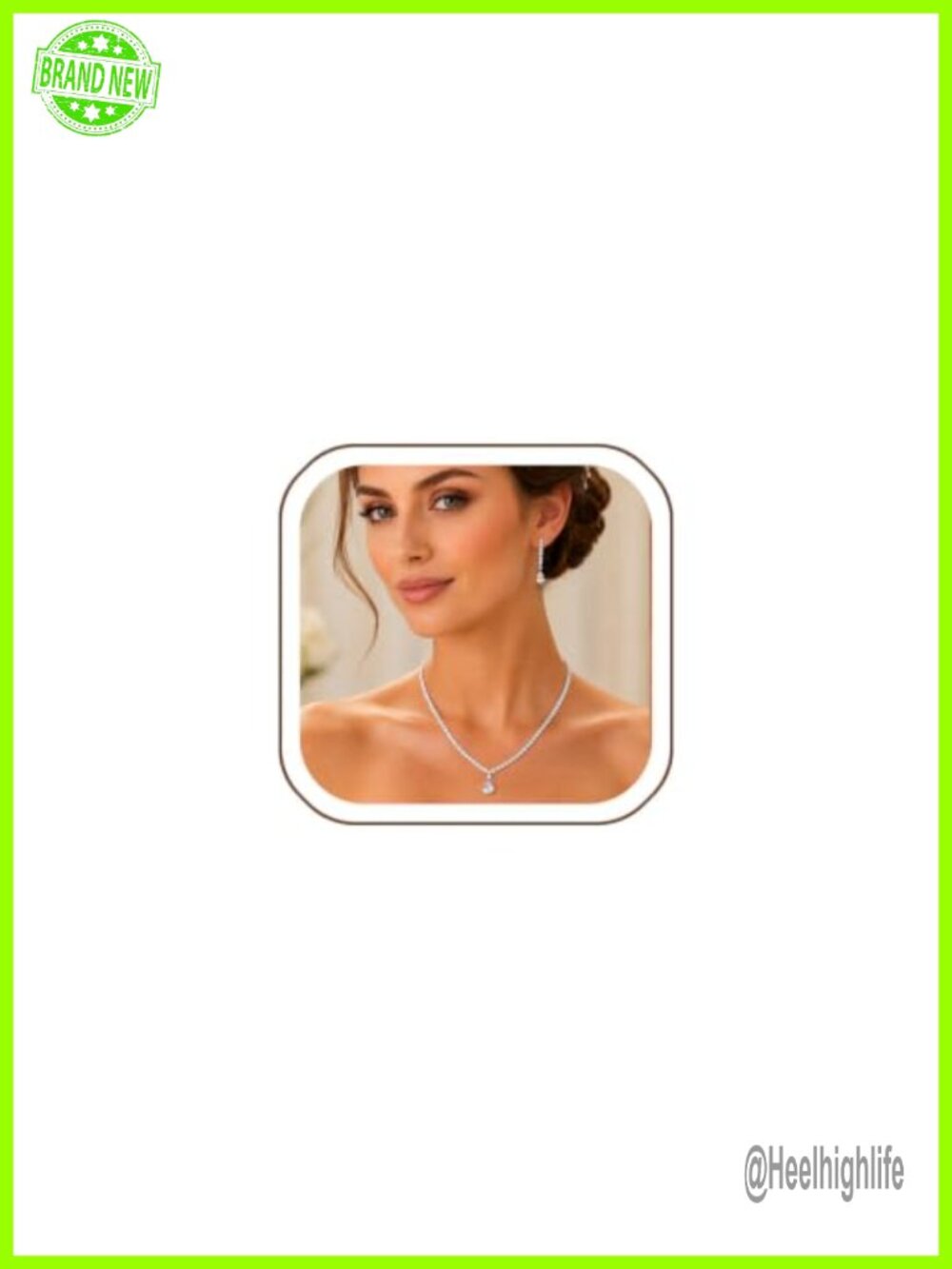 Rhinestone Necklace Earring Set Wedding Bridal Prom Jewelry for Women